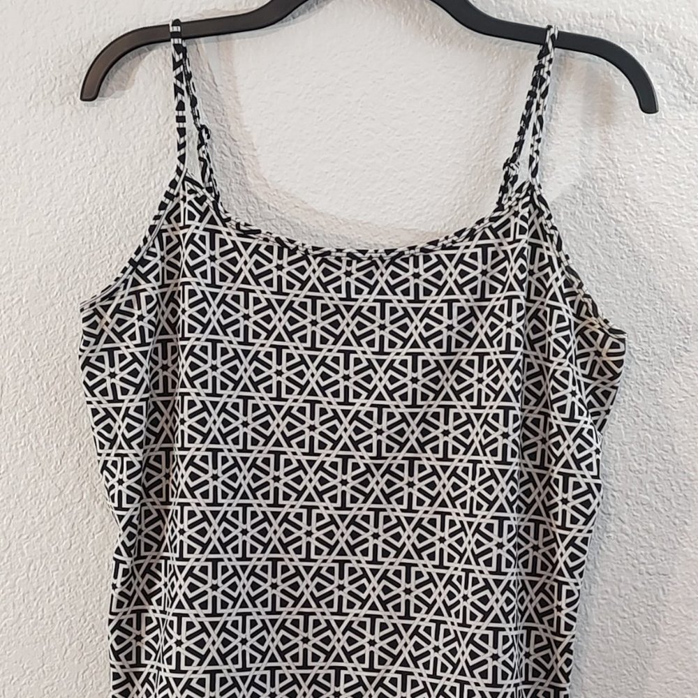 Lane Bryant Womens Tank Top Adjustable Spaghetti Strap Black/ White Sz 1…